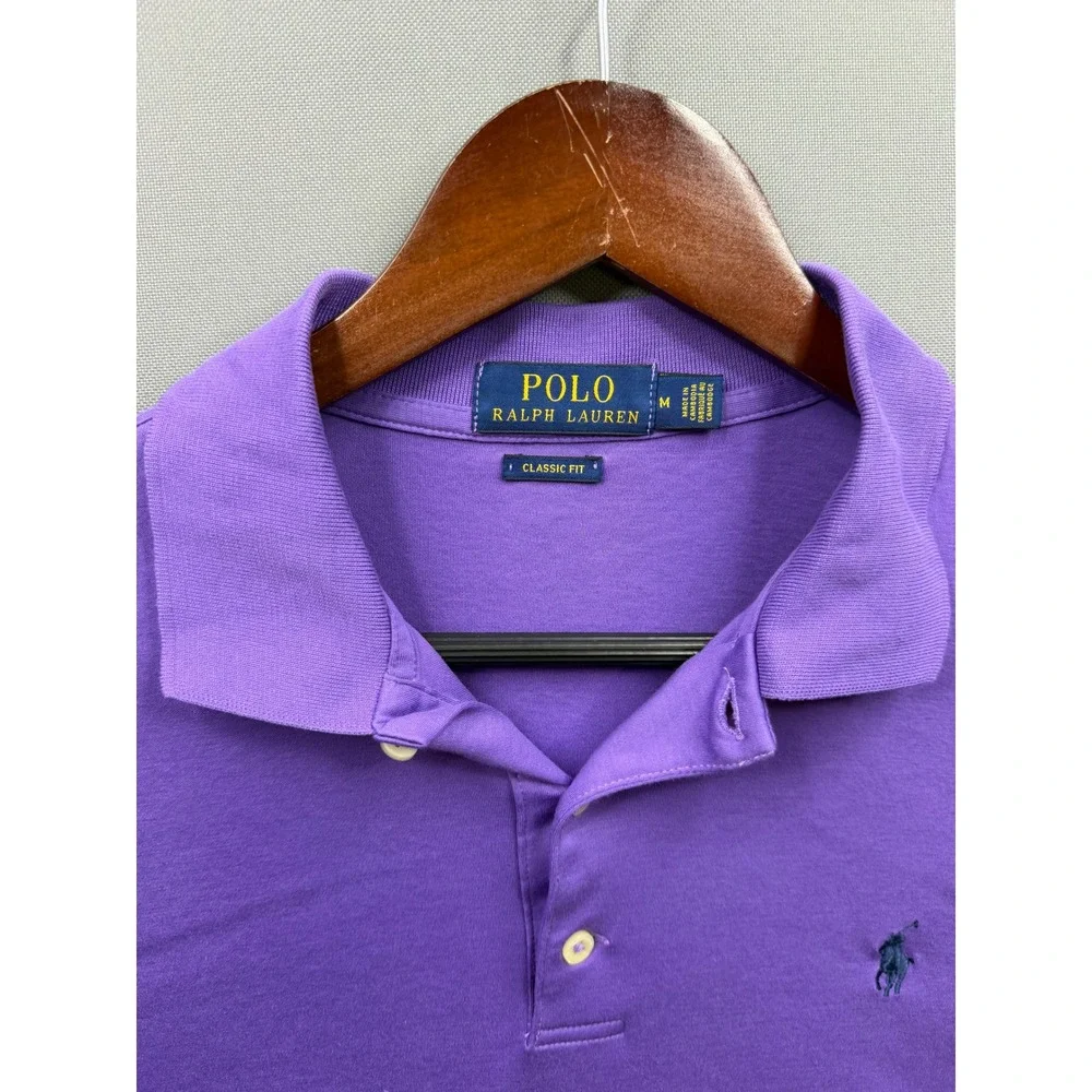 Polo Ralph Lauren Polo Shirt Mens Purple Classic Fit Short Sleeve Size M
